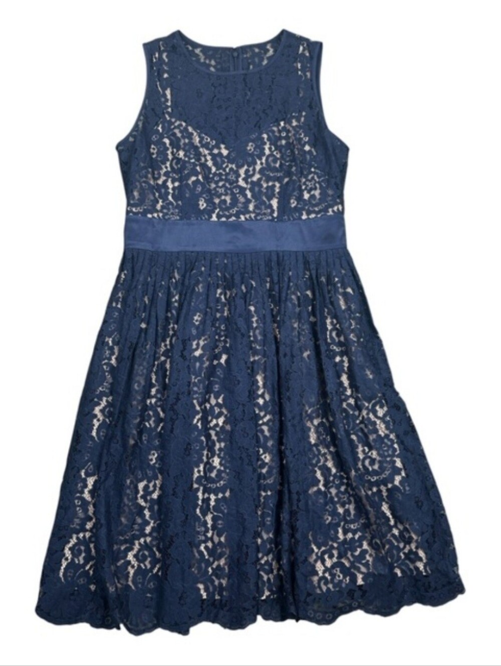 Eliza J. Navy Blue Lace Sleeveless Semi Formal Evening Dress Size 8
